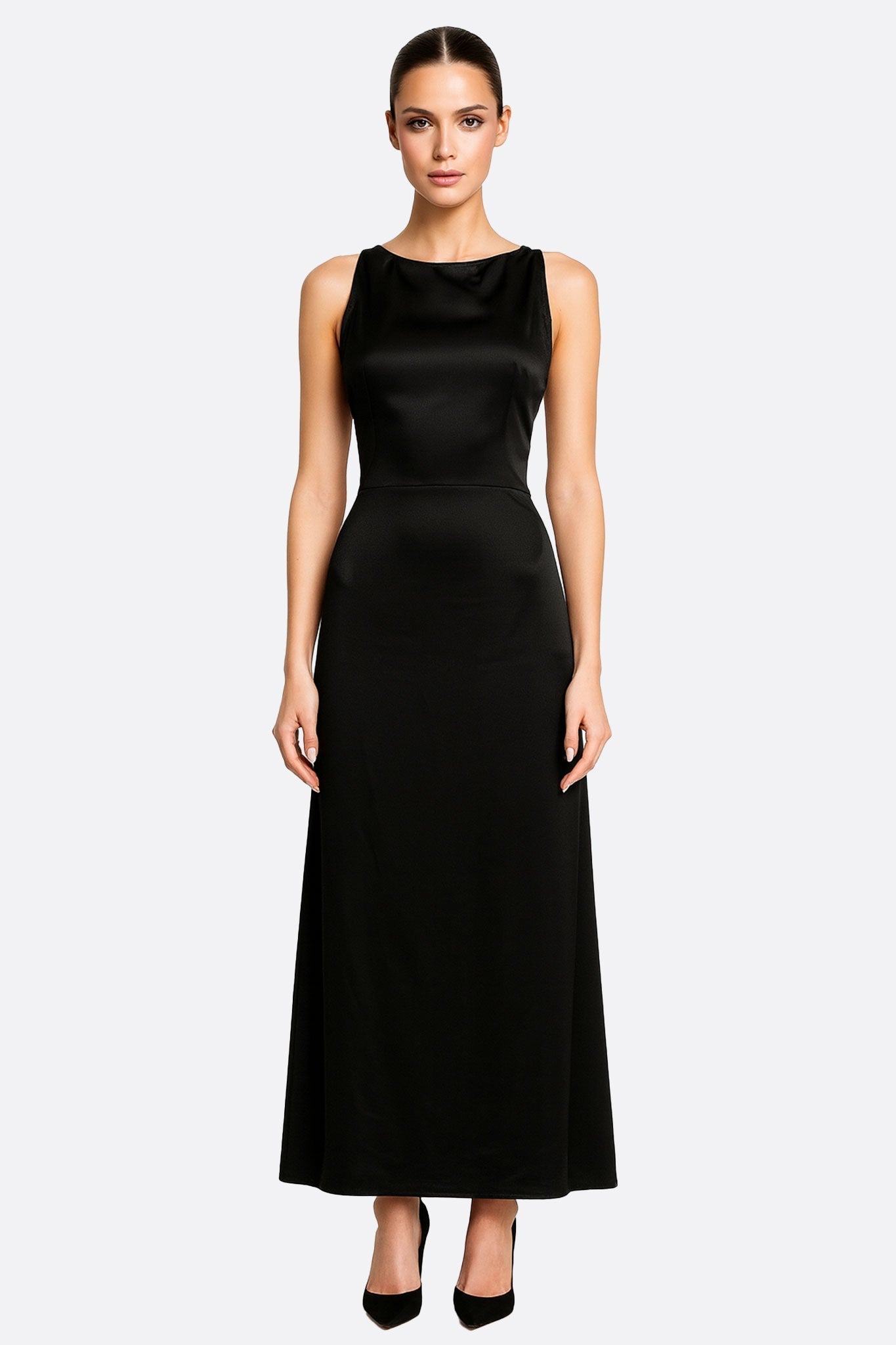 Women’s Black Satin Maxi Dress