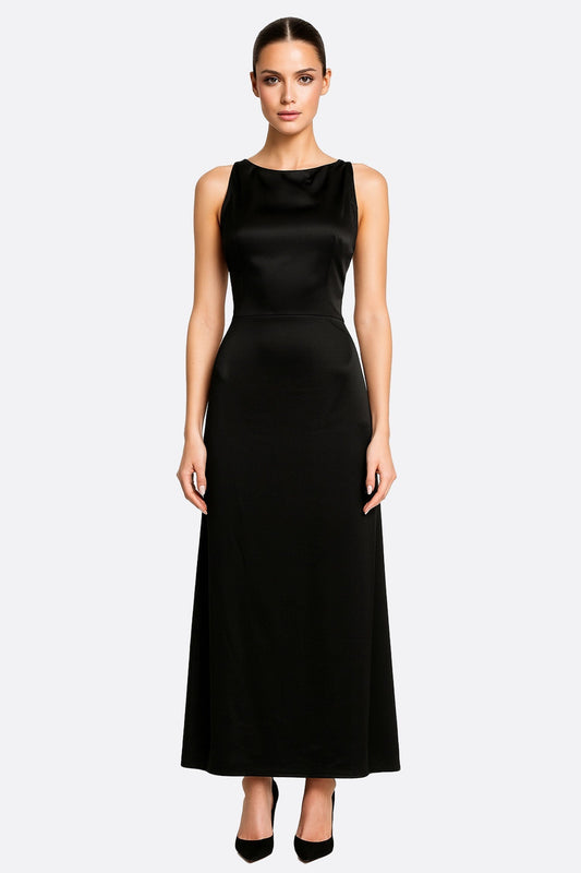 Women’s Black Satin Maxi Dress